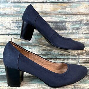 Naturalizer Neema Pumps Shoes Womens Size 8M Blue Fabric Block Heel Round Toe